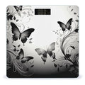 Black Gray Butterflies Bathroom Scale Automatic Power On/Off Body Scales LCD Backlight Display Square Digital Scale Rounded Corners Bathroom Scales for Home Bedrooms