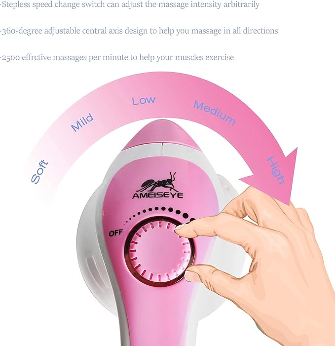 KINGSWELL Handheld Electric Deep Massager Portable Body Electric Body Massager with 3 Different Massage Heads Suitable for Home Gym and Office