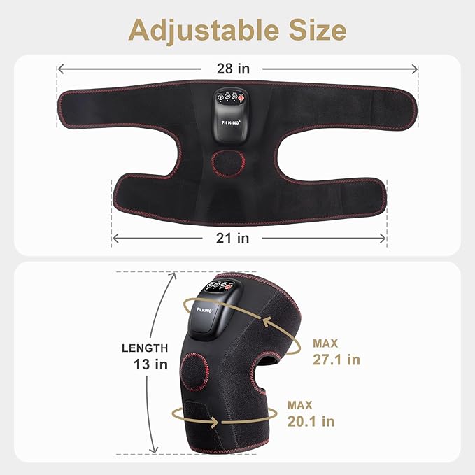 FIT KING Air Compression Knee Massager Heated Knee Brace Wrap with 3 Modes and 3 Intensities Shiatsu-Like Massage for Pain Relief Ideal Gifts for Men Women (Pair)
