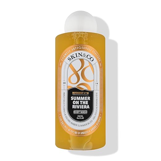 SKIN&ampCO Summer On The Riviera Body Wash 8.4 FL OZ | All-Natural Italian Cleanser for Women &amp Men | Refreshing Scent Gentle &amp Hydrating Formula | Made in Italy | Vegan &amp Cruelty-Free