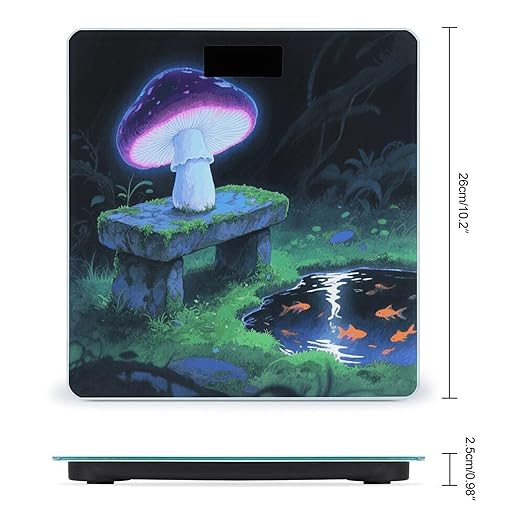 Blacklight Mushroom Bathroom Scale for Body Weight LCD Display Digital Bathroom Scale Tempered Glass Bathroom Weight Scales Fashion Smart Scales for Home Bedroom 400 Lb