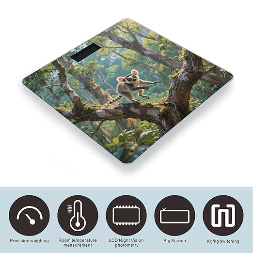 Lemur Weight Scale Large Digital Bathroom Scales with Bright LED Display Non Slip Digital Scale and Step On Fashion Weighing Machine for Body