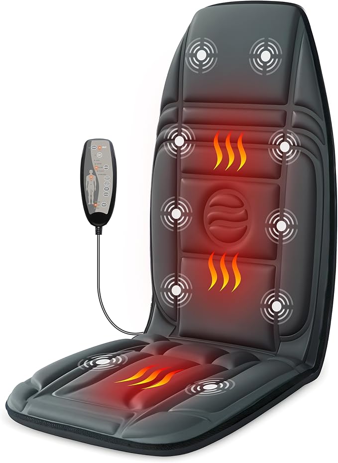 Vibration Back Massager with Heat Massage Chair Pad with 10 Vibration Motors &amp 2 Heating Levels Chair Massager for Recliner Office Chair Sofa