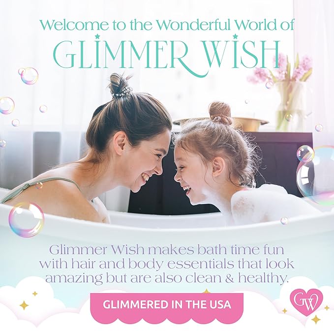 Glimmer Wish Premium Unicorn Shampoo + Conditioner + Body Wash Vanilla Cotton Candy Scent Dermatologist Tested Sulfate &amp Sulfite Free Paraben Free PEG &amp EDTA Free 100% Vegan Cruelty &am