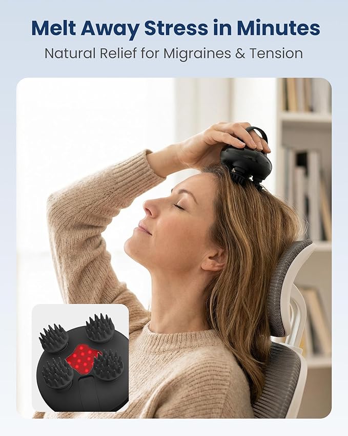 COMFIER Cordless Head Massager Scalp Massager Hair Growth with 3 kneading ModesWaterproof Hair Massage with 8 Claws for Deep CleansingBody Cat Head ScratcherGift for WomenMen