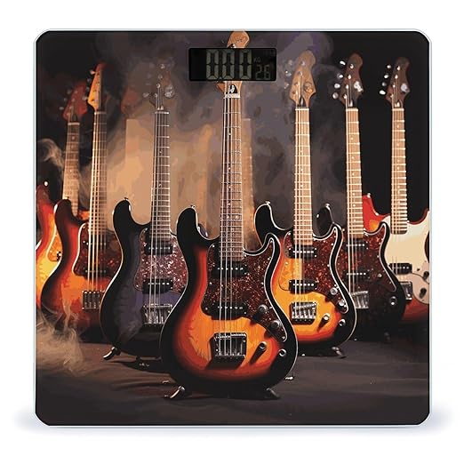 Cool Electric Guitar Digital Bathroom Scale Fashion Unique Weight Scale BMI Anti-Slip Precision Weighing Scales Suitable for Home Bedrooms Use and Gift
