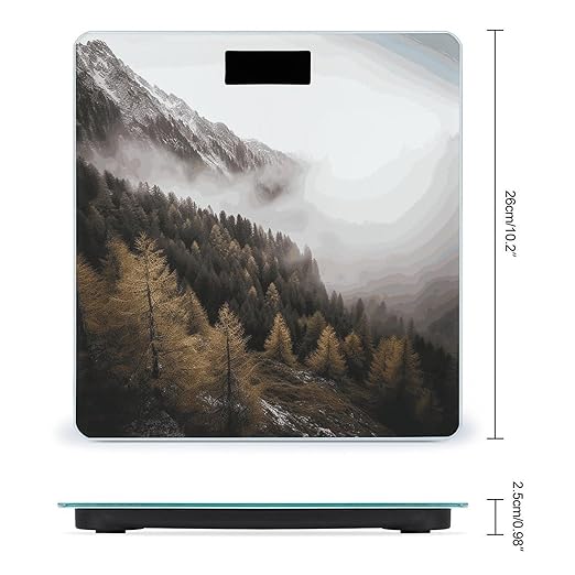 Landscape of Trees and Mountain Surrounded by Fog Smart Scale for Body Weight Accurate Bathroom Scale with LED Display Digital Weight Scales Weighing Machine High Precision Scales for Bath Home