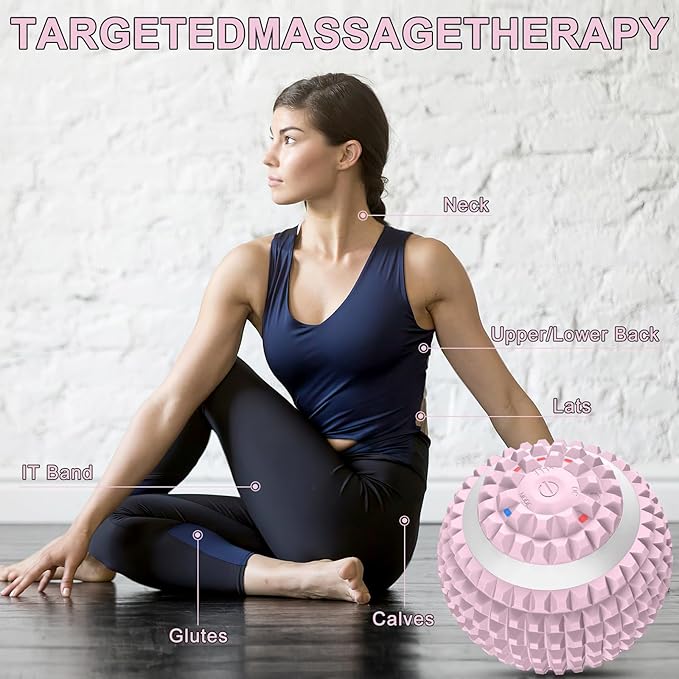 Uppye Vibrating Ball Massager Vibration Massage Ball for Physical Therapy Mobility Ball for Workout Recovery Deep Tissue Massager for Pain Relief and Trigger Point Treatment (Pink)