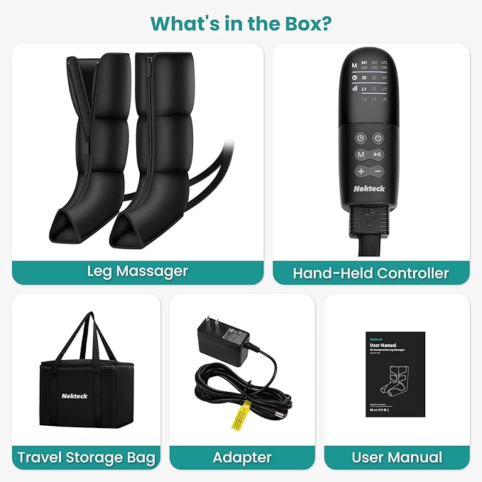 Nekteck Leg Massager for Circulation and Pain Relief Air Compression Boots Helpful for Leg Swelling Edema RLS with 6 Modes &amp 6 Intensities Relaxation Gifts for Mom Men Women Dad Birthday