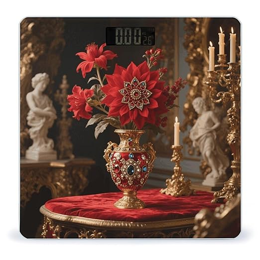 Mandala Flower Print Weight Scale Large Digital Bathroom Scales with Bright LED Display Non Slip Digital Scale and Step On Fashion Weighing Machine for Body