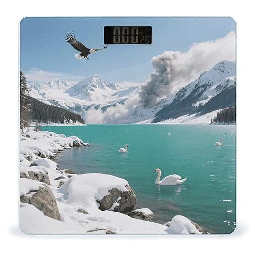 Alpine Lake View Scale for Body Weight Accurate Digital Bathroom Scale Toughened Glass High Precision Scales Smart Weight Scales with Large LCD Backlight Display Weighing Machine