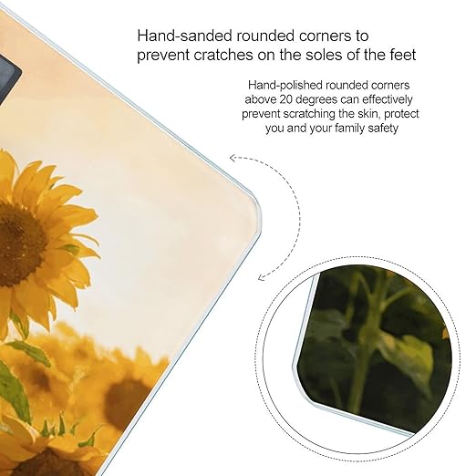 Flower Watercolor Smart Scale for Body Weight Digital Bathroom Scale Toughened Glass Weight Scale with Large LCD Backlight Display High Precision Scales Weighing Machine
