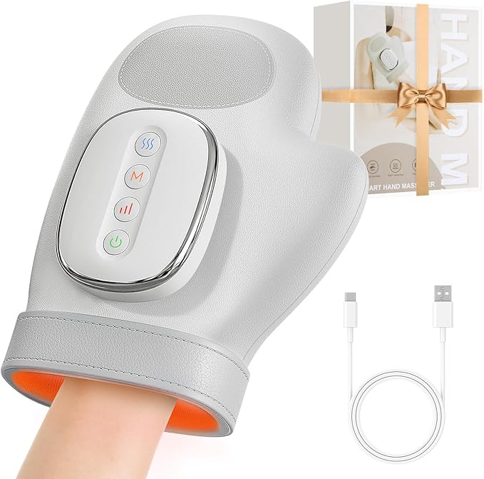 Hand Massager for Arthritis and Carpal Tunnel Relief Heated Air Compression Therapy for Finger Palm &amp Wrist Pain Portable Cordless Electric Hand Massager