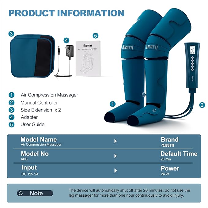 Professional Air Compression Leg Massager with Heat - Ideal Christmas Mother's Day &amp Father's Day Gifts for Women Men Dad &amp Mom from Daughter or Son - Pain Relief for Foot Calf Knee &amp