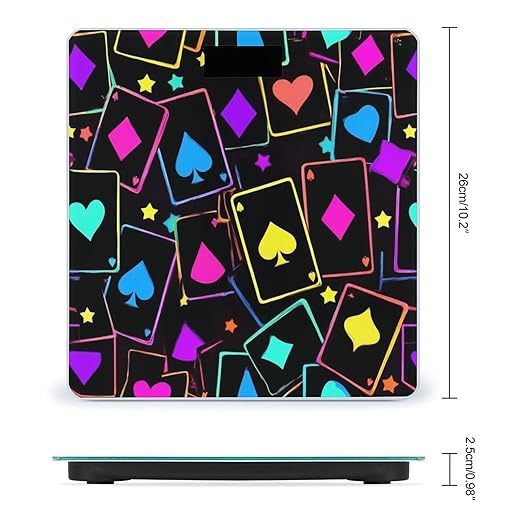 Energy Saving Scale Bathroom Weighing Scale Smart Scale for Body Weight Digital Trippy Neon Magic Playing Card