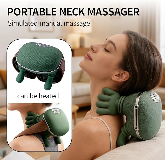 Shoulder Hand Neck Massager Fingers with Heat Simulated4D Wireless Neck Shoulder MassagerBionic Heated MassagerBionic Hands Deep Tissue Massage for Body Daily ReliefGifts for Men Women