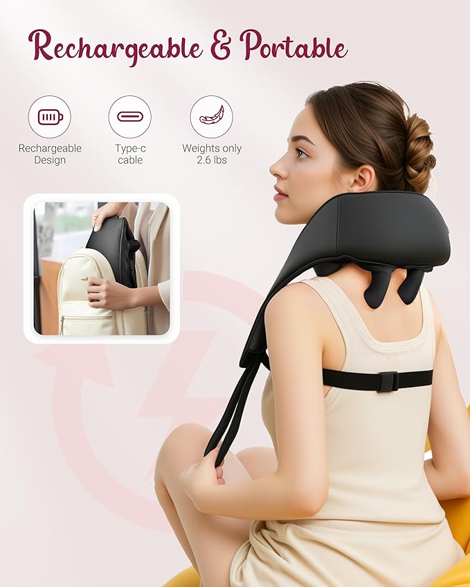 Cordless Neck Massager with Heat [2026 Upgraded] - Neck Shoulder Massager for Pain Relief Deep Tissue 6D Deep Kneading Shiatsu Back Massage FSA Eligible HSA Store Eligible