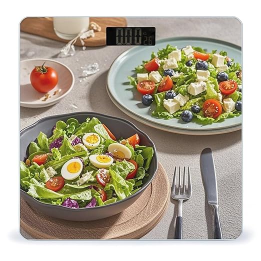 Delicious Salad Bathroom Scale for Body Weight Bathroom Weighing Scales with Back Lit LED Display Sturdy Tempered Glass Body Weight Bathroom Scale 400lb Weighing