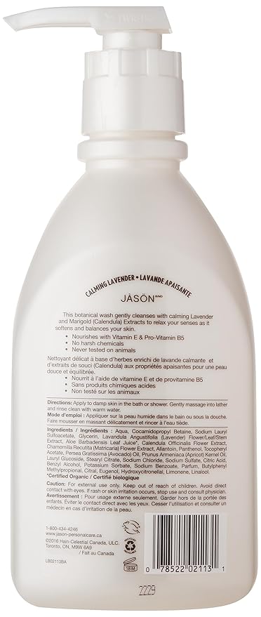 JASON Natural Body Wash &amp Shower Gel Calming Lavender &amp Purifying Tea Tree 30 Oz 2-Pack