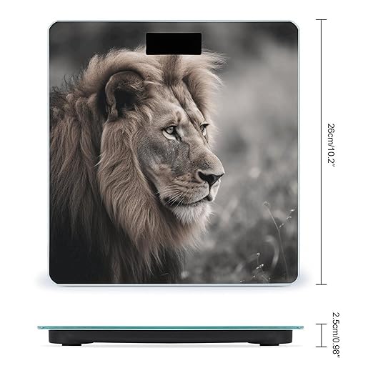 Wildlife Lion Scale for Body Weight Highly Accurate Digital Bathroom Electronic Weighing Machine for People LCD Display Large Size Tempered Glass for Safe Home Use