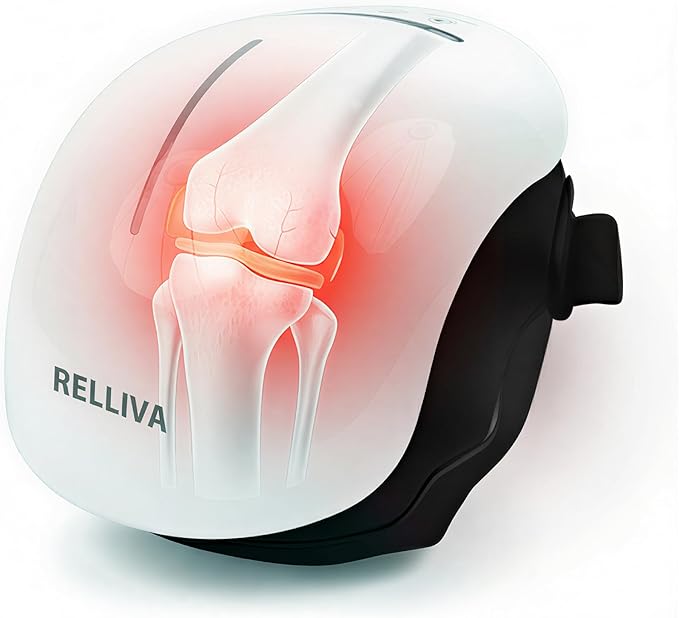 Cordless 360° Knee Massager with 1-Second Heat &amp Red Light Therapy for Joint Pain Relief 4 Intensities Ideal for Athletes Seniors Active Adults