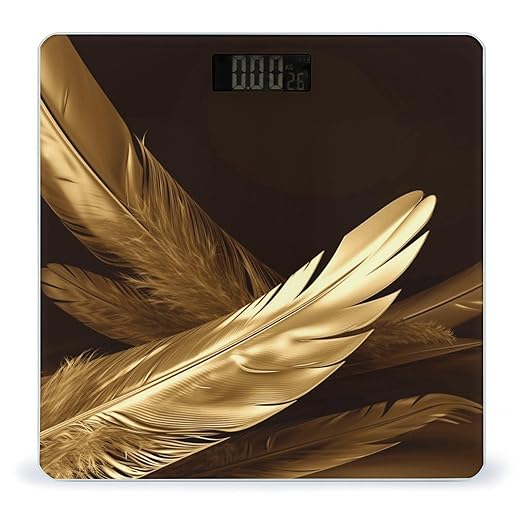 Golden Feathers Digital Bathroom Scale for Body Weight Weighing Scale with Backlit LCD Display High Precision Measurements &amp Measures Weight Up to 180kg