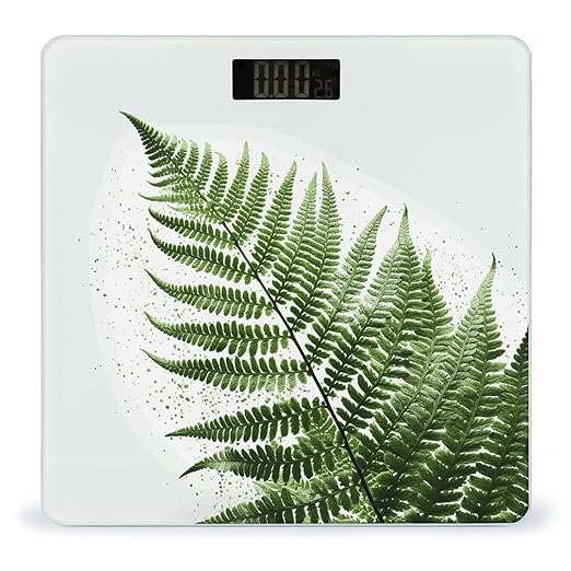 Natural Plant Silhouette Fern Leaf Scale for Body Weight Accurate Digital Bathroom Scale Toughened Glass High Precision Scales Smart Weight Scales with Large LCD Backlight Display Weighing Machine