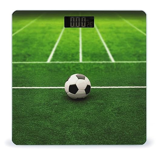Green Grass Field Soccer Playground The Ball Scale for Body Weight High Precision Digital Weight Scales with LCD Display Anti-Slip Sturdy Slim Tempered Glass Bathroom Scale for Home Use