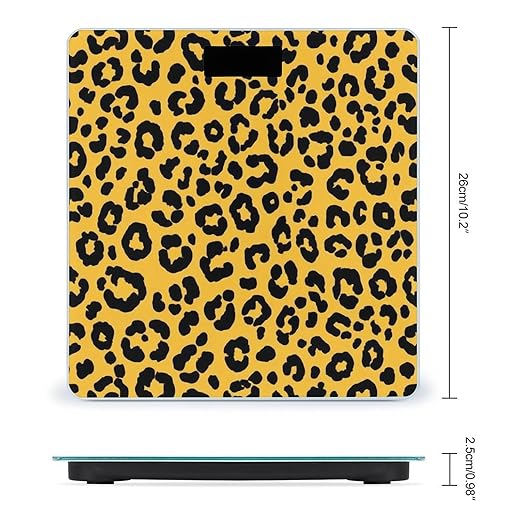Men's Fashion Automatic Switch Digital Bathroom Weighing Scale Smart Scale Animal Skin Cheetah Leopard Leather Print Yellow