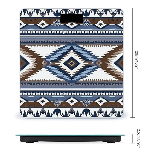 Digital Bathroom Weighing Scale Energy Saving Scale Smart Scale for Body Weight Colorful Surf Blue Tribal Navajo Aztec Geometric Ethnic Pattern