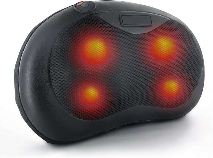 Shiatsu Neck Massager Pillow with Heat Deep Tissue Kneading Back Massagers for Pain Relief - Neck Pillow Massager &amp Heated Back Massager for Shoulder Waist Legs - Ideal Gift for Home Car Offi