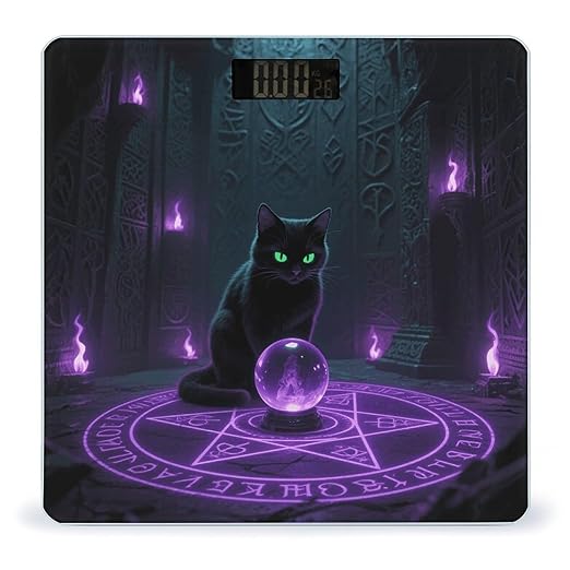 Witchcraft Cat Weight Scale Large Digital Bathroom Scales with Bright LED Display Non Slip Digital Scale and Step On Fashion Weighing Machine for Body