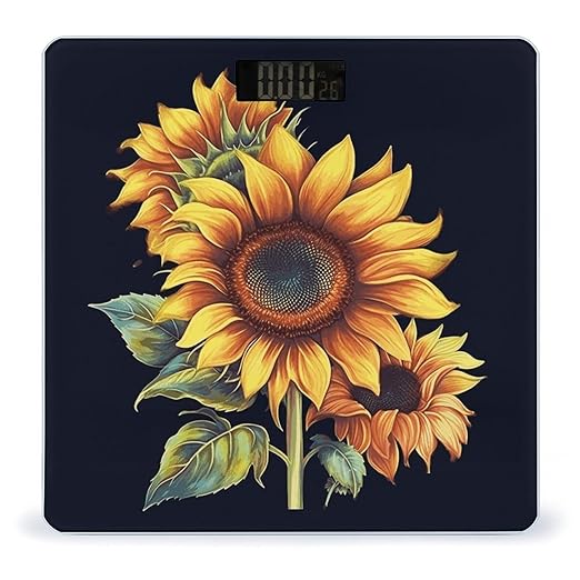 Summer Sunflower Bathroom Scale Ultra-Bright Liquid Crystal Screen Weight Scale Accurate Bathroom Body Scales for Body Weight Bathroom Pet Home Bedroom Gift-Giving