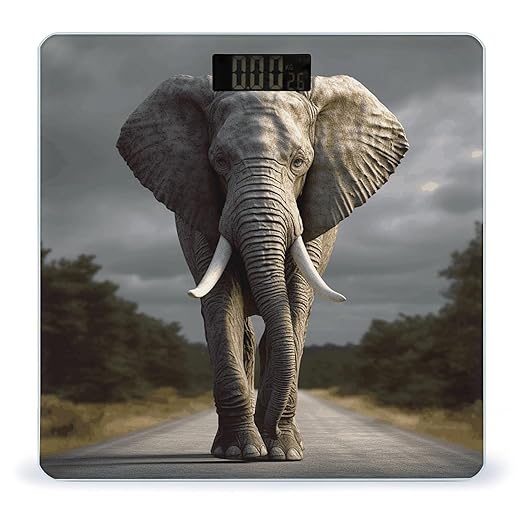 Elephant Scale for Body Weight High Precision Digital Weight Scales with LCD Display Anti-Slip Sturdy Slim Tempered Glass Bathroom Scale for Home Use