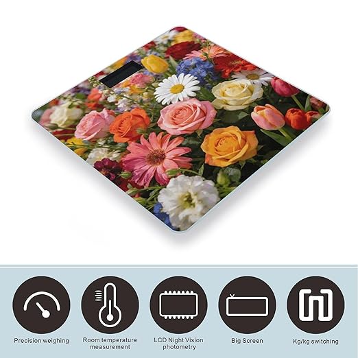 Colorful Fields Weight ScaleClear LED Display Bathroom Digital Weighing ScaleTempered Glass Digital Bathroom Scale for Body Weight Capacity Up to 400 Lbs