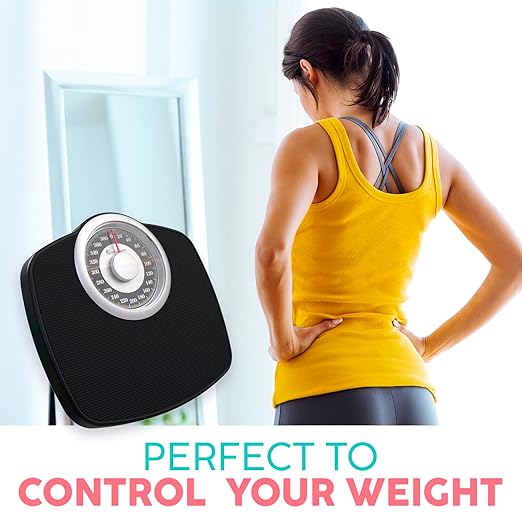 Adamson A25 Scales for Body Weight - Up to 400 LB - 5.3 Dial on 12.4 x 10.2 Platform - Anti-Skid Rubber Surface - High Precision Bathroom Scale Analog - Durable with 20-Year Assurance - Gold