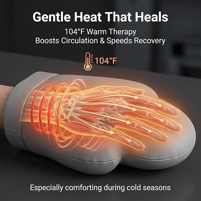 Cordless Electric Hand Massager with Heat - 6 Levels Compression &amp Heating for Arthritis Carpal Tunnel and Finger Pain Relief - Ideal Relaxation Wellness Gifts for Women Men Mom (2 PCS)
