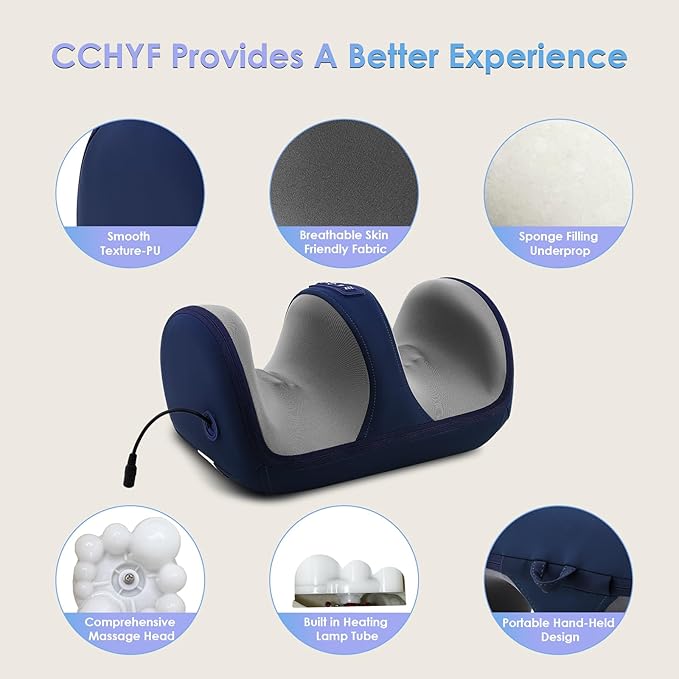 Shiatsu Foot Massager with Heat Foot and Calf Massager for Circulation and Pain Relief Plantar Fasciitis Massage Feet/Arm/Calf/Ankle with Kneading Rolling Gifts for Women &amp Men Blue
