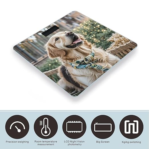 Golden Retriever Dog Scale for Body Weight Accurate Digital Bathroom Scale Toughened Glass High Precision Scales Smart Weight Scales with Large LCD Backlight Display Weighing Machine