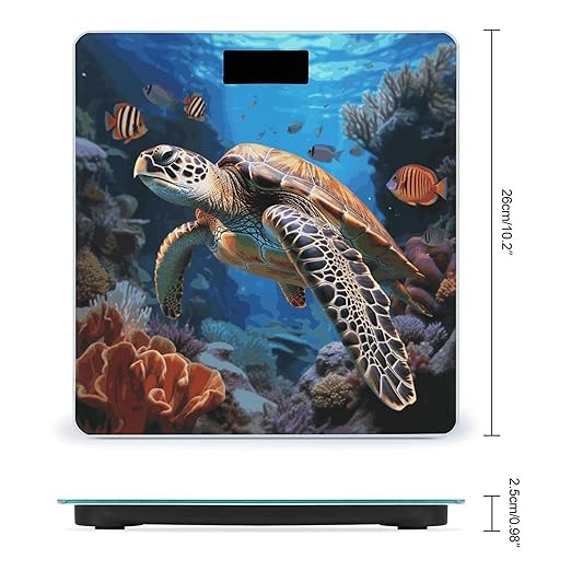 Ocean Animal Turtle Scale for Body Weight Anti-Slip Digital Bathroom Scale Sturdy Toughened Glass Weighing Scales High Precision Safe Rounded Corners Smart Scales