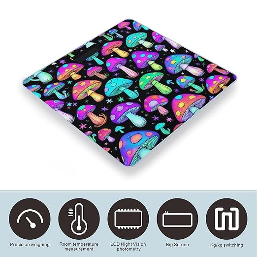 Energy Saving Scale Bathroom Weighing Scale Smart Scale for Body Weight Digital Goth Gothic Hippie Trippy Magic Mushroom