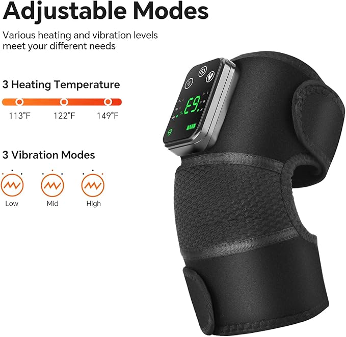Cordless Heated Knee Massager Knee Heating Pad for Knee Pain Relief FSA Eligible HSA Heated Knee Brace Wrap Heat &amp Massage Joint &amp Arthritis Comfort