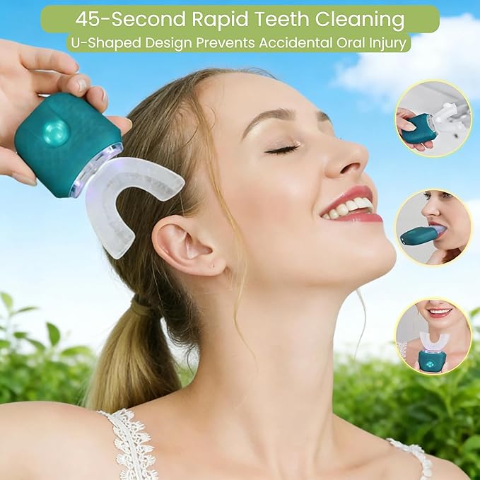 Ultrasonic Toothbrush U-Shaped Toothbrush with Automatic Brushing Technology - 360° Fast-Cleaning whitening Toothbrush Gentle on Teeth Innovative Design Suitable for Everyone
