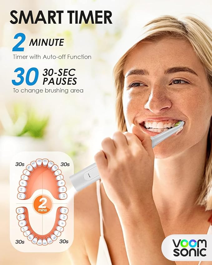 Voom Sonic Pro 5 Electric Toothbrush for Adults - Ultrasonic Electric Toothbrushes with Replacment Brush Head Dentist Recommended Power Sonic Toothbrush with 5 Modes