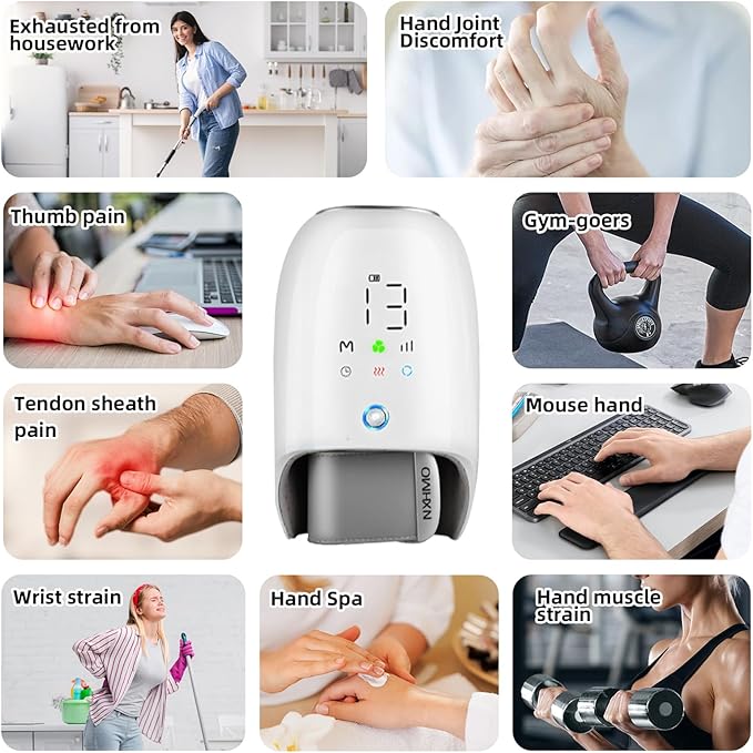 Hand Massager with Heat and Compression &amp Kneading Massage for Arthritis Carpal Tunnel Pain Relief Cordless Hand Massager with 6 Modes &amp 6 Intensities Birthday Gifts for Women Men