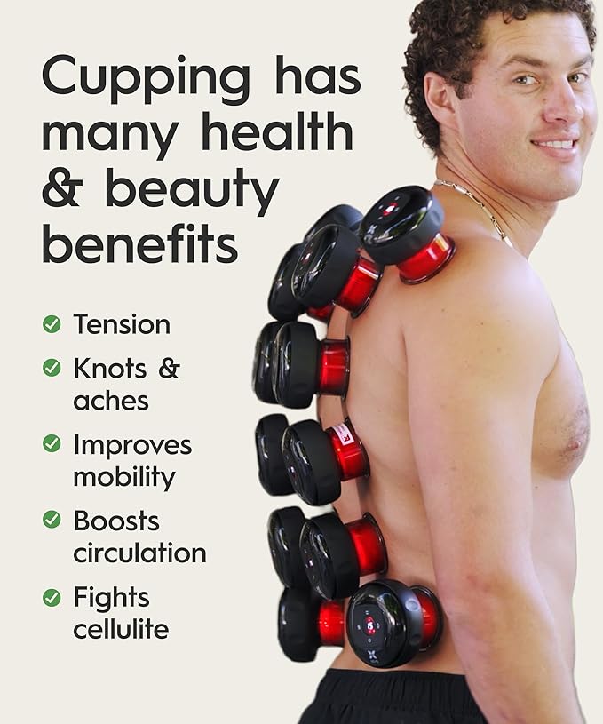 REVO The Original 4-in-1 Smart Cupping Therapy Massager Red Light Therapy for Targeted Pain Relief Knots Aches Muscle Soreness Circulation &amp Tighter Skin Portable Cupping Kit