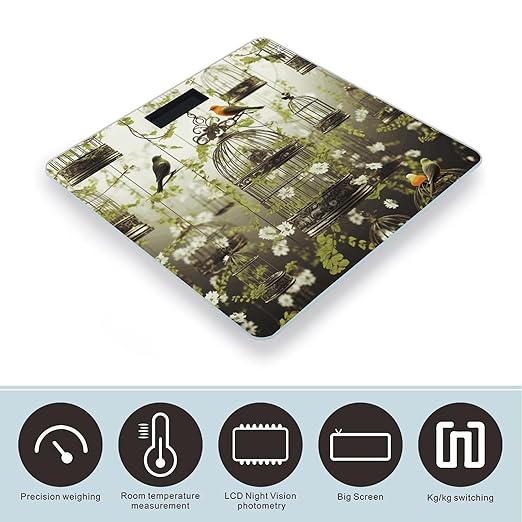 Birdcages and Birds Scale for Body Weight Accurate Digital Bathroom Scale Toughened Glass High Precision Scales Smart Weight Scales with Large LCD Backlight Display Weighing Machine
