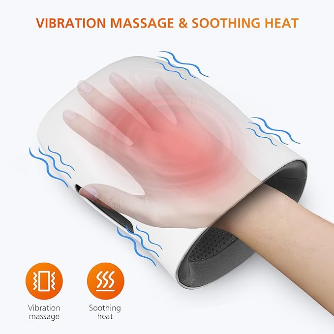 Snailax Hand Massager with Heat and Compression Cordless Hand Massager 3 Compression Intensities Rechargeable Gifts for Women Men Mom