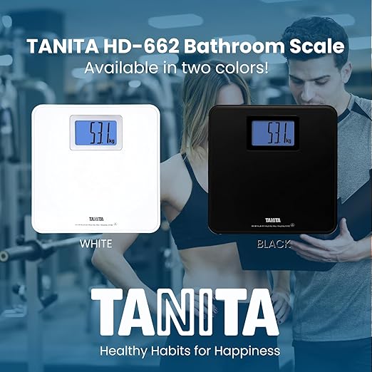 Tanita HD-662 Digital Weight Scale (White) - Japan Technology Bathroom Scale with 330 lb Weight Capacity - 2 Blue Backlit Large LCD Display - Accurate Durable Step-On Operation