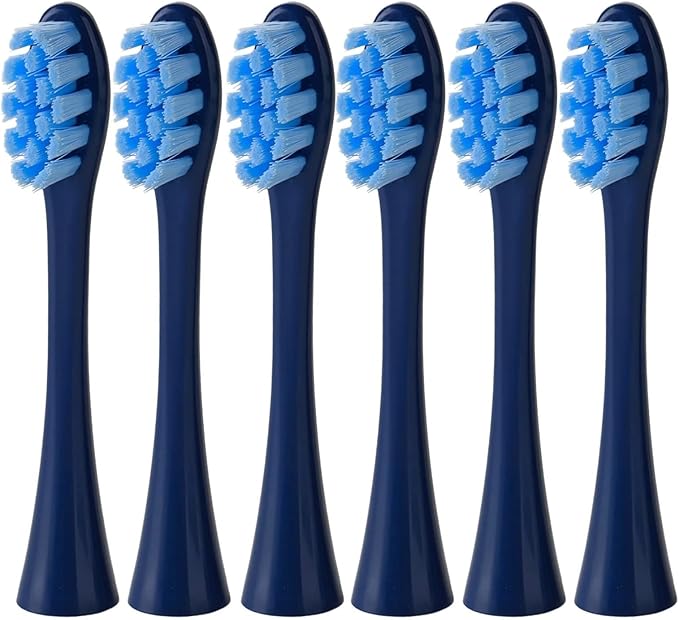 6 Pack Replacement Brush Heads for X/One/SE/XPRO/Z1/AIR Sonic Soft Bristles Waterproof &amp Vacuum Sealed(DK BU 6Pcs)